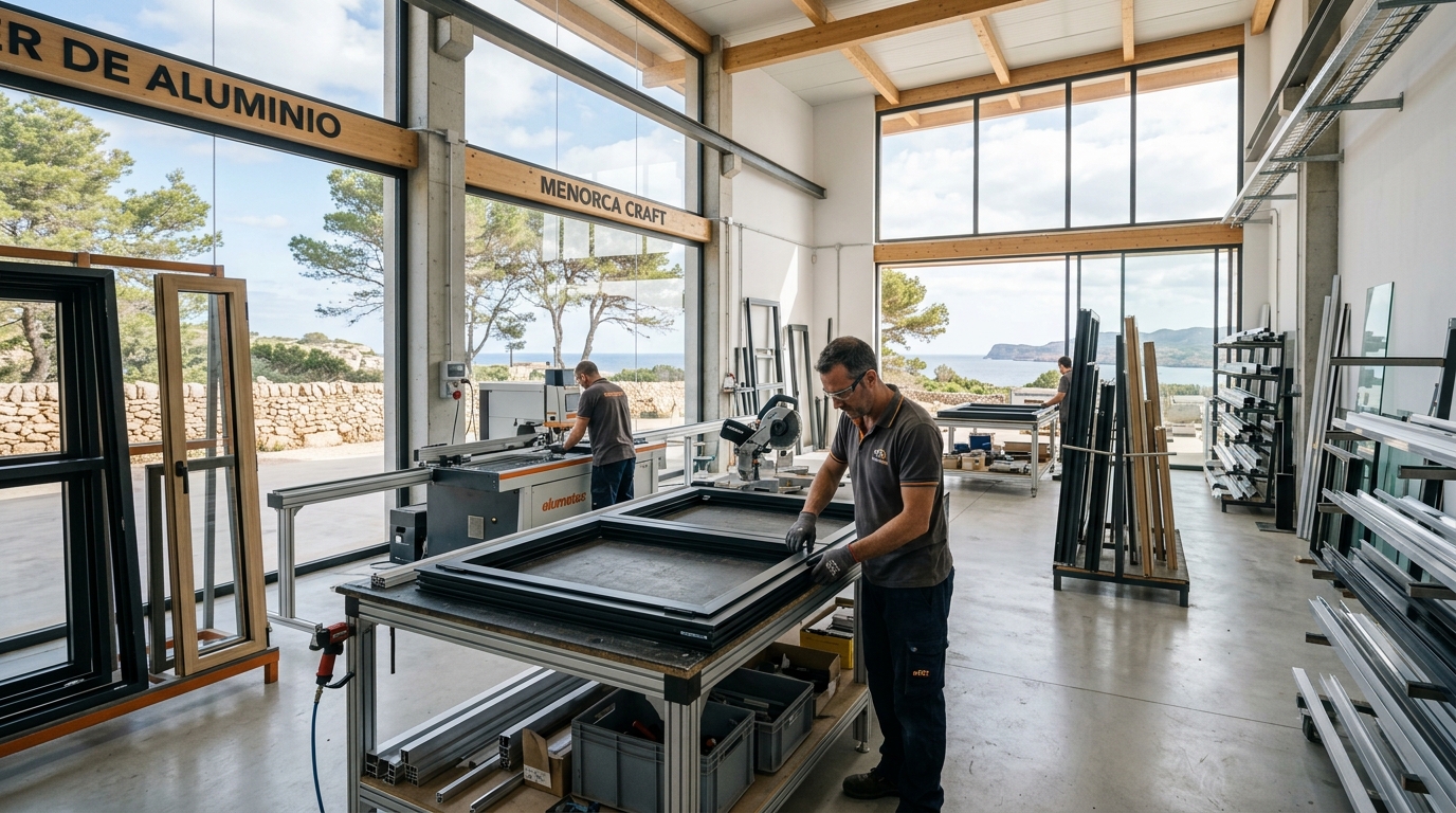 Taller de carpintería de aluminio ALUFAC en Menorca